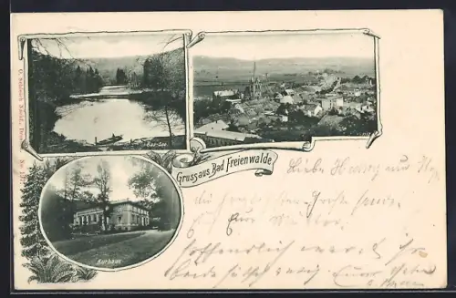 AK Bad Freienwalde, Kurhaus, Stadtansicht, Baa-See