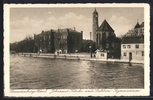 AK Brandenburg /Havel, Johanneskirche, Saldria-Gymnasium