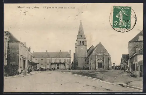 AK Martizay /Indre, L`Eglise et la Place du Marché