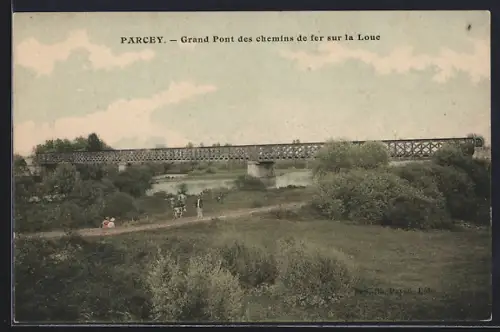AK Parcey, Grand Pont des chemins de fer sur la Loue