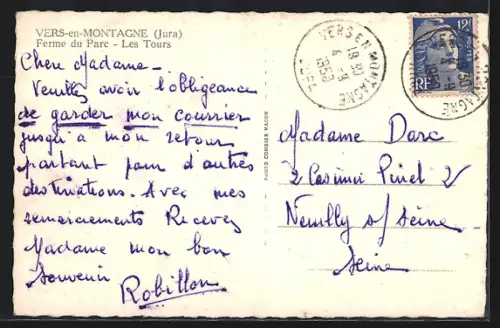 AK Vers-en-Montagne, Ferme du Parc, Les Tours