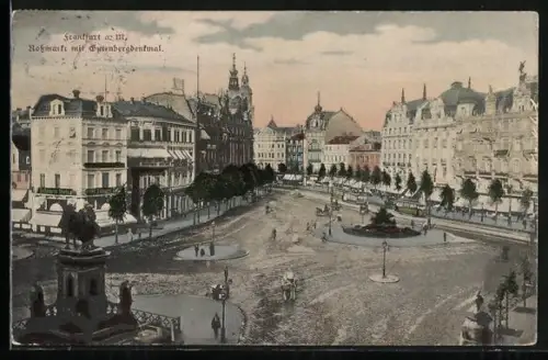 AK Frankfurt am Main, Rossmarkt mit Gutenbergdenkmal