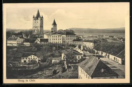 AK Haag in Obb., Schloss, Kirche, Ortsansicht