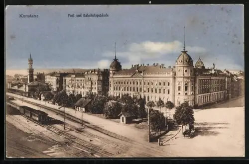 AK Konstanz, Post und Bahnhofsgebäude