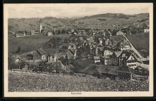 AK Speicher, Ortsansicht mit Kirche und Wohnhäusern