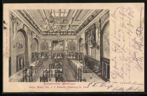AK Hamburg-St. Pauli, Restaurant Kulmbacher Bierhaus, Heinr. Weiss, Inh. C. E. Schmidt, Innenansicht