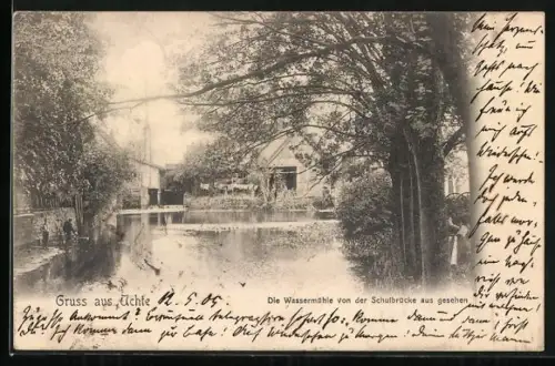 AK Uchte, Wassermühle von der Schulbrücke aus gesehen