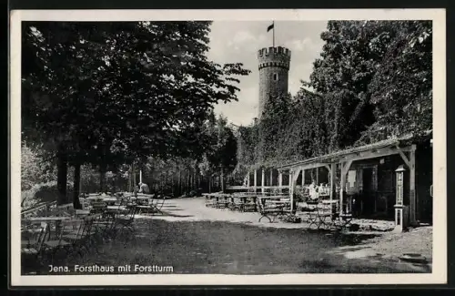 AK Jena, Forsthaus mit Forstturm, Restaurant von Friedrich Holstein
