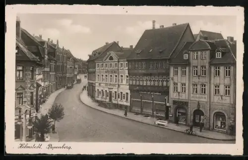 AK Helmstedt, Strasse Papenberg mit Geschäften