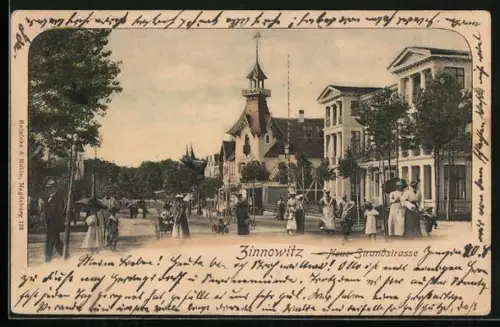 AK Zinnowitz, Strassenleben an der neuen Strandstrasse