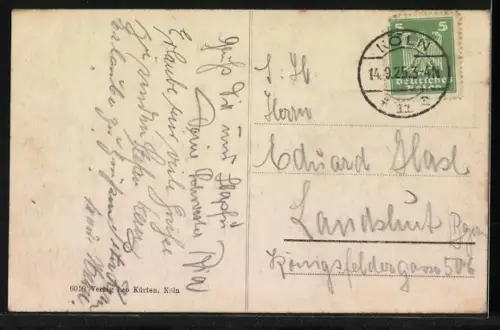 AK Köln a. Rh., Rheinhafen mit Dom