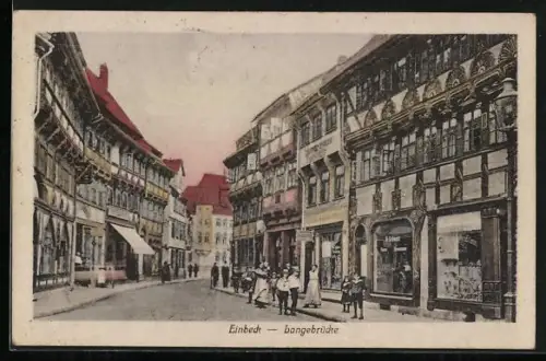 AK Einbeck, Strasse Langebrücke mit Geschäften