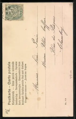 AK Junge Frau im Kleid in Seitenansicht, Kreuz Farbe