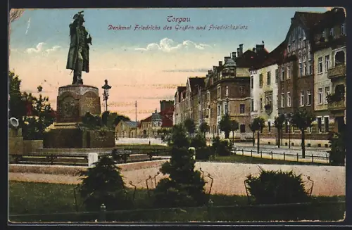 AK Torgau, Denkmal Friedrichs des Grossen, Friedrichsplatz