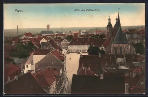 AK Pegau, Blick vom Rathausturm