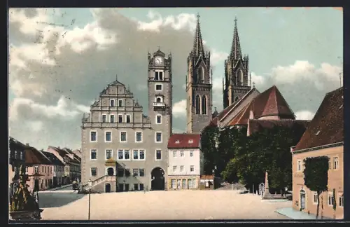 AK Oschatz, Neumarkt, Rathaus