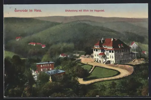 AK Gernrode im Harz, Stubenberg mit Blick ins Hagental