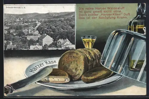 AK Suderode-Gernrode a. H., Harzer Käse, Ortsansicht