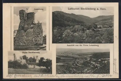 AK Stecklenberg a. Harz, Lauenburg, Ruine Stecklenburg, Aussicht von der Ruine Lauenburg
