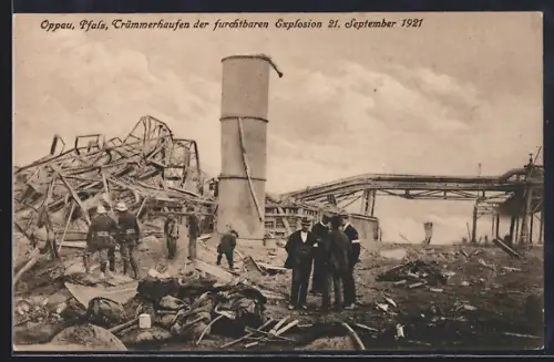 AK Oppau /Pfalz, Trümmerhaufen der Explosion am 21. September 1921