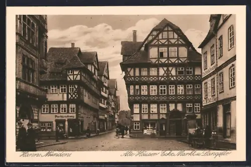 AK Hann. Münden, Alte Häuser, Ecke Markt und Langestrasse