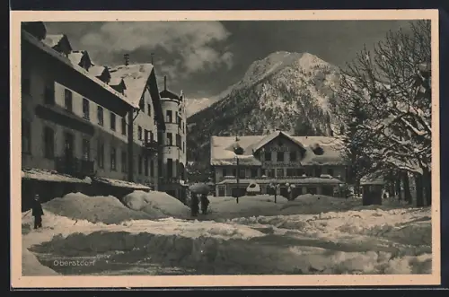 AK Oberstdorf, Marktplatz im Winter