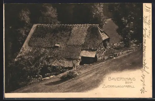 AK St. Peter /Schwarzwald, Bauernhaus beim Zwerrywasserfall