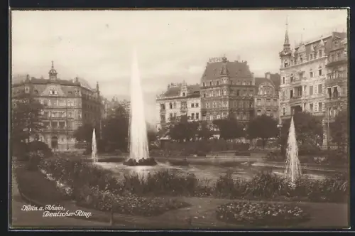 AK Köln-Neustadt, Deutscher Ring mit Springbrunnen