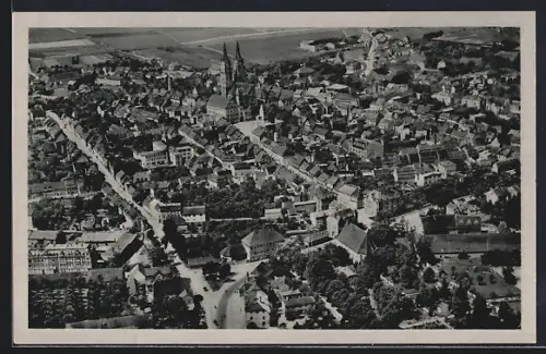 AK Oschatz i. Sa., Flugzeugaufnahme der Stadt