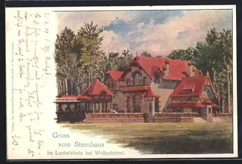 Künstler-AK Wolfenbüttel, Gasthaus Sternhaus im Lechelnholz