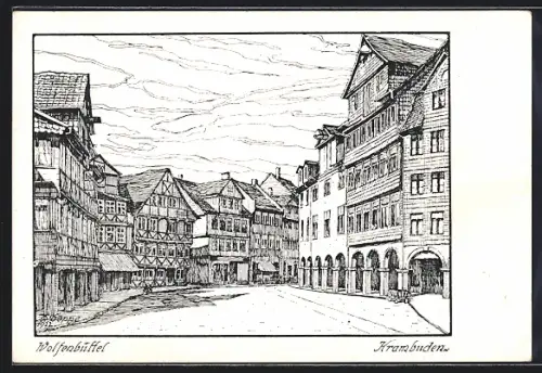 Künstler-AK Wolfenbüttel, Krambuden