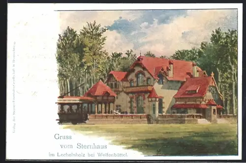 Lithographie Wolfenbüttel, Sternhaus im Lechelnholz