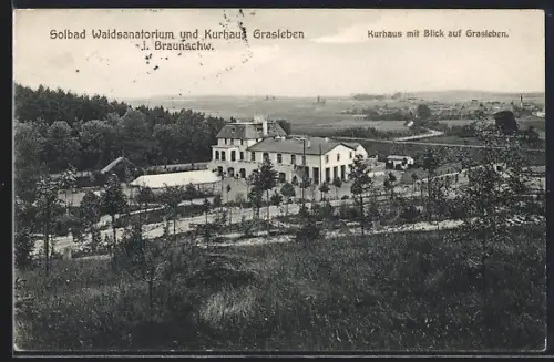 AK Grasleben /Braunschw., Solbad Waldsanatorium, Kurhaus, Blick auf Grasleben