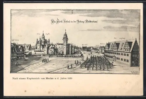 AK Wolfenbüttel, Fürstl. Schloss, Kupferstich von Merian 1650
