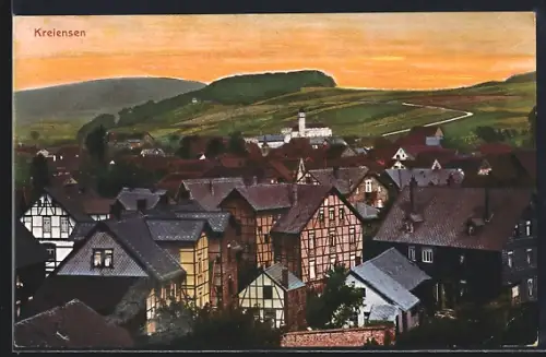 AK Kreiensen, Fachwerkhäuser und Kirche im Ortszentrum