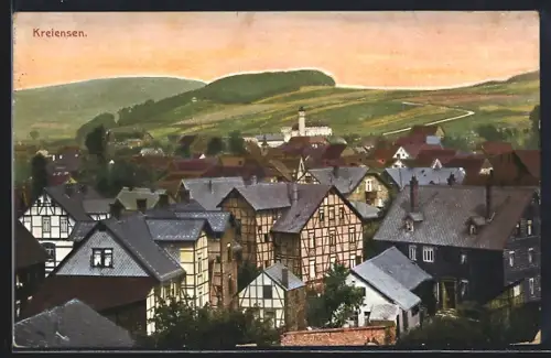 AK Kreiensen, Fachwerkhäuser, Kirche, Ortsansicht