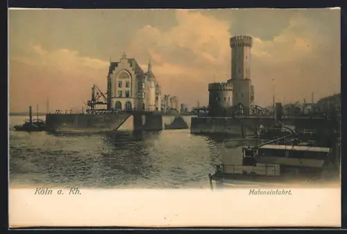 AK Köln a. Rh., Hafeneinfahrt