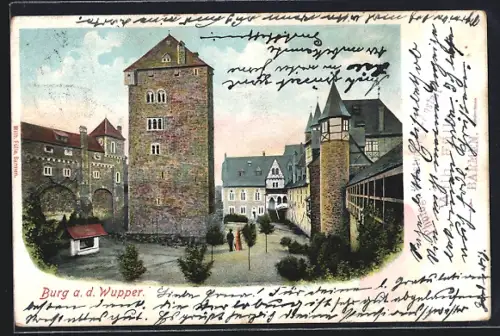 AK Burg a. d. Wupper, Burghof und Hauptturm