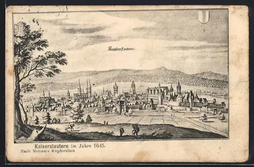 AK Kaiserslautern, Stadtansicht nach Merians Kupferstich 1645