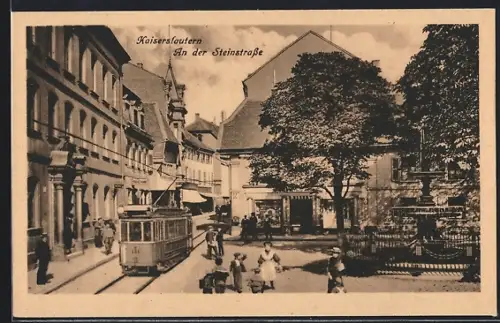 AK Kaiserslautern, An der Steinstrasse, Strassenbahn