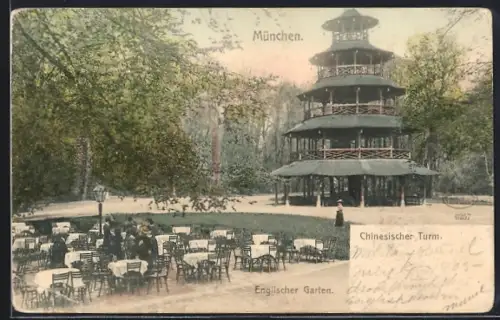 AK München-Schwabing, Chinesischer Turm, Englischer Garten