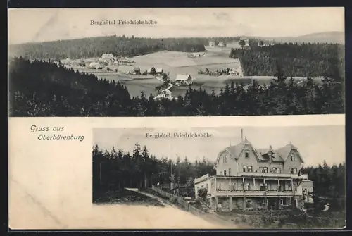 AK Oberbärenburg, Berghotel Friedrichshöhe, Landschaftsansicht