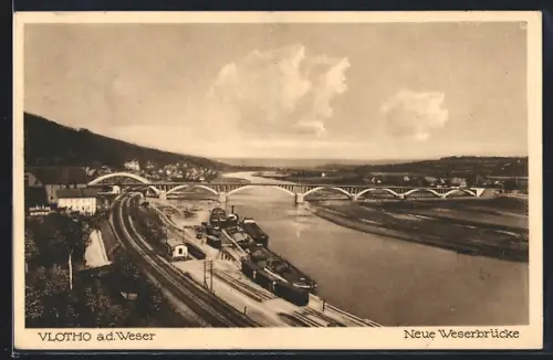 AK Vlotho a. d. Weser, Partie an der neuen Weserbrücke