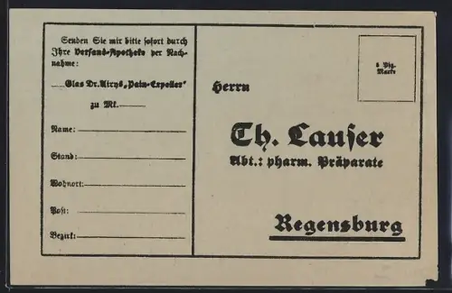 AK Regensburg, Bestellkarte der Versandapotheke