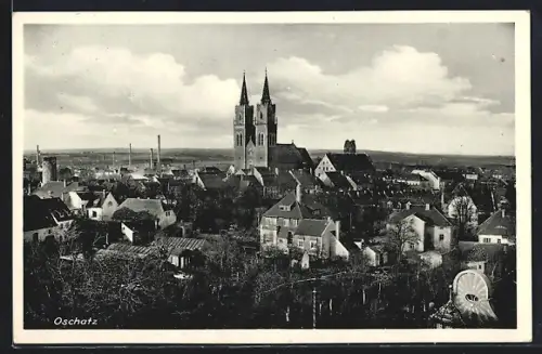 AK Oschatz, Gesamtansicht mit Kirche