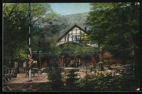 AK Springe, Gasthof Deisterpforte Terrassen im Garten