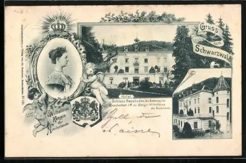 AK Badenweiler, Schloss Hausbaden, Königin Wilhemine der Niederlande