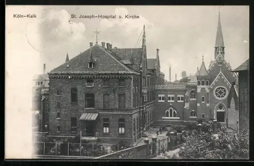 AK Köln-Kalk, St. Joseph-Hospital u. Kirche