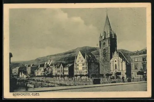 AK Berncastel-Cues, Stadtansicht mit Kirche