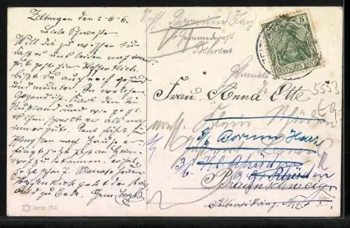 Künstler-AK Zeltingen, Pfauenpaar im Stroh